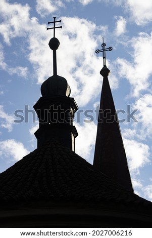 cross with Christ on the church