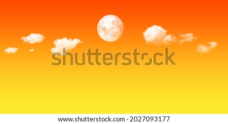 orange sunset above the clouds. full moon nature landscape