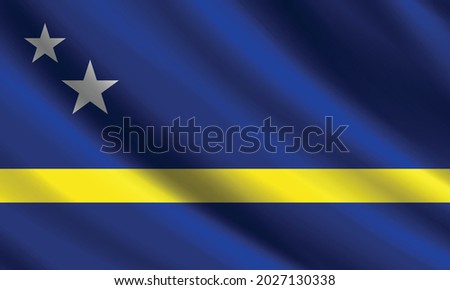 Flag of curacao vector illustration, wavy flag, curacao flag, curacao independence day