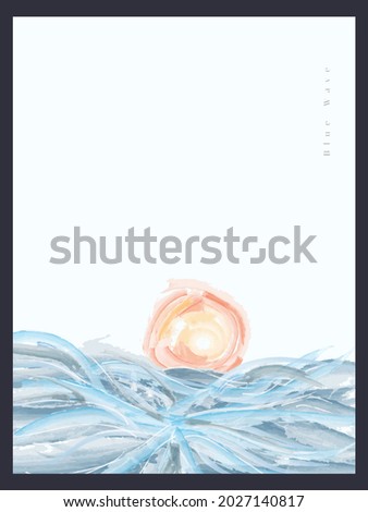 Abstract Minimalist Illustration of Sun and Sea, Suitable for Wall Decoration, Cover, Invitation, Poster, Card, Banner, Flyer, and Other