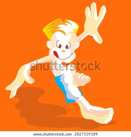 vector cartoon young man surfing