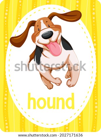 Vocabulary flashcard with word Hound illustration