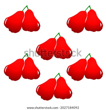 vector illustration of six fresh red water guava fruit