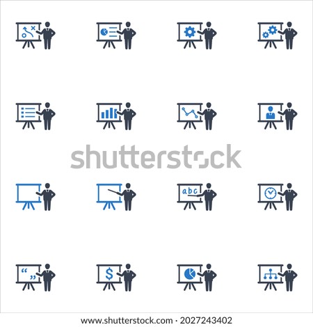 Presentation vector icons set, symbol designs