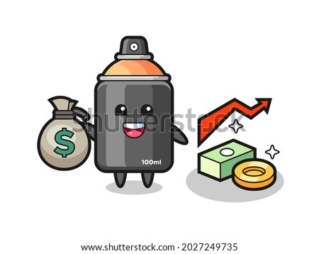 spray paint illustration cartoon holding money sack , cute style design for t shirt, sticker, logo element
