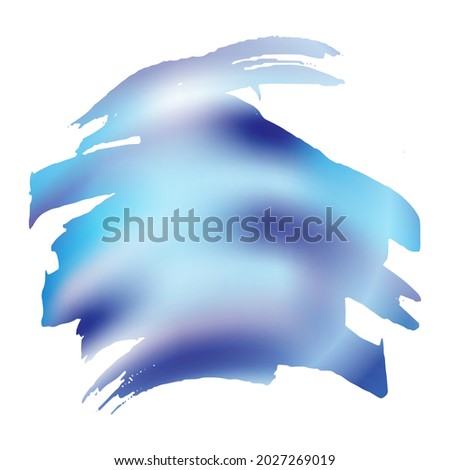 Vector Brush Stroke. Abstract Fluid Splash. Sale Banner Brushstroke. Watercolor Textured Background.  Isolated Splash on White Backdrop. Blue and Indigo Gradient Paintbrush.