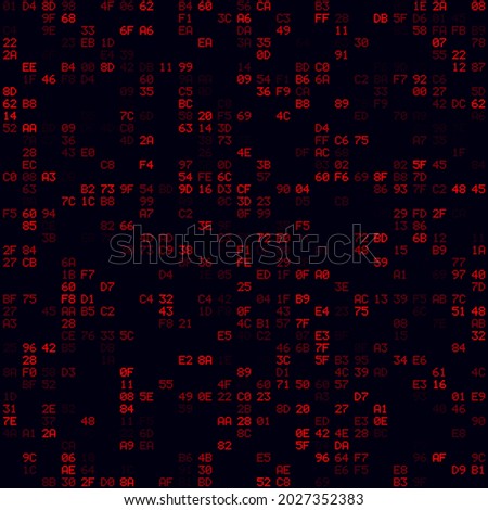 Abstract digital background. Red sparse hexademical pairs background. Medium sized seamless pattern. Powerful vector illustration.