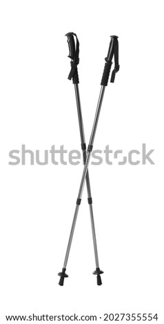 Walking poles on white background Royalty-Free Stock Photo #2027355554
