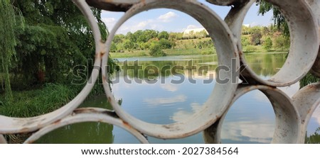 View seen through the eye of the bridge of lovers

