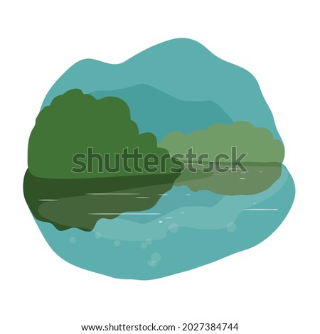 Beautiful Small Lake landscape illustration.
