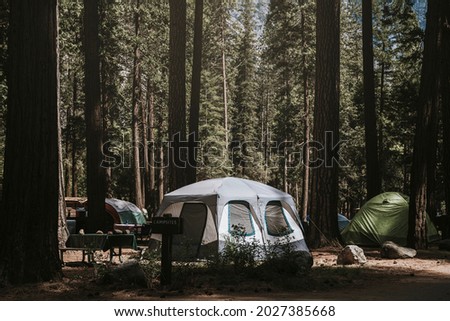 Tent at a campsite in the woods