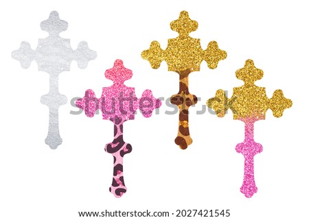 Cross bundle on white background. Religious clip art isolated