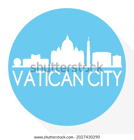 Vatican City Round Button City Skyline Design. Silhouette Stamp Vector Travel Tourism.