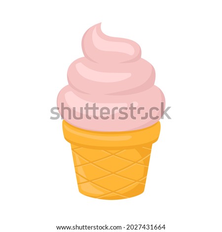 Soft Ice Cream Sign Emoji Icon Illustration. Summer Dessert Vector Symbol Emoticon Design Clip Art Sign Comic Style.
