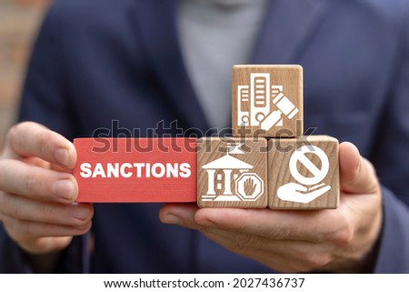 Concept of sanctions. Economic sanction list. Embargo. Royalty-Free Stock Photo #2027436737