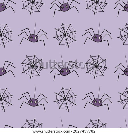 Spider Web Halloween Pattern Vector Illustration. Design Texture Clip Art Background. Holiday Banner Horror Party.