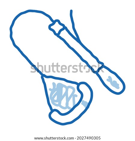 Alpinism Metallic Device With Handle sketch icon vector. Hand drawn blue doodle line art isolated symbol illustration