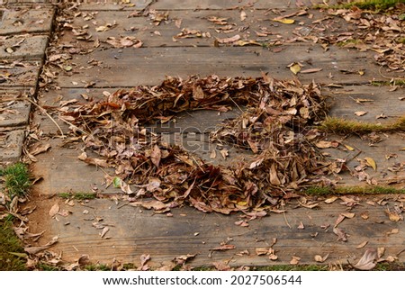 Use the love pattern from the pile of fallen leaves.