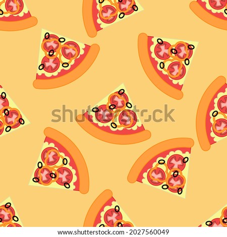 Vegetarian pizza pattern. Vector illustration in a flat style
