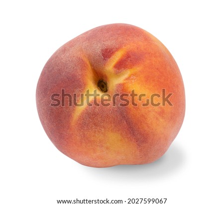 Ripe red and yellow peach isolated on a white background.Bright, fresh fruit on a white background.Use for labels, posters and web design.