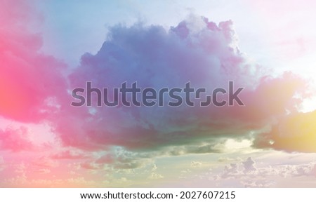 beauty sweet red green colorful with fluffy clouds on sky. multi color rainbow image. abstract fantasy growing light
