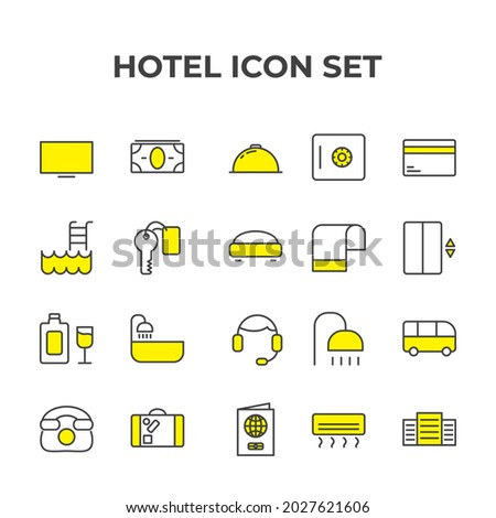 hotel set icon, isolated hotel set sign icon, vector illustration