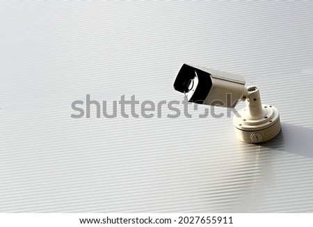 security camera mounted on the wall no people stock photo 