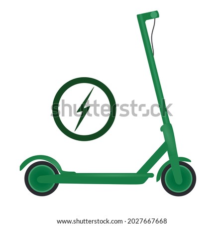 Green electric scooter. vector illustration
