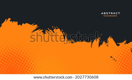 Abstract orange and black grunge texture background with halftone effect vector.