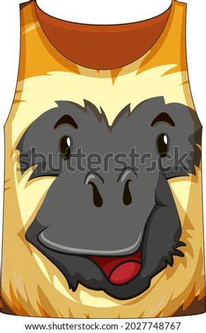 Tank top with face of gibbon pattern illustration