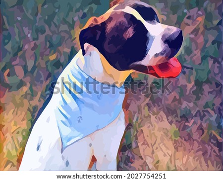 Digital Oil Painting illustration with Dog, beautiful Pet.Cute Pet, very cool