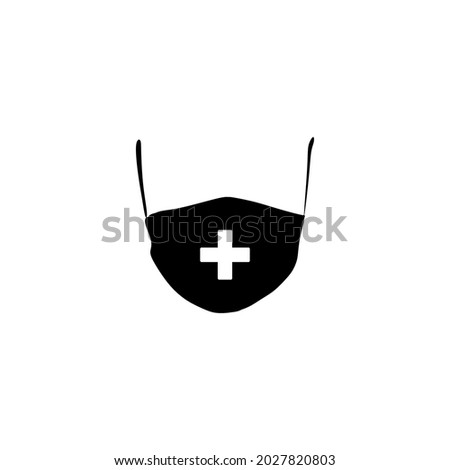 Protective breathing mask with a medical cross. A hospital or pollution protects the disguise of the face. A mask for face pollution. The icon of a vector illustration.