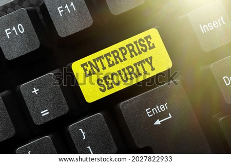 Writing displaying text Enterprise Security. Conceptual photo decreasing the risk of unauthorized access to data Typing Online Class Review Notes, Abstract Retyping Subtitle Tracks