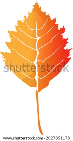 Autumn. One leaf of a tree in orange tones. The gradient. Abstract minimum for autumn banners, prints, art, home decor drawing, fabric and wallpaper. Vector illustration