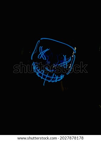 Blue LED Mask at Night