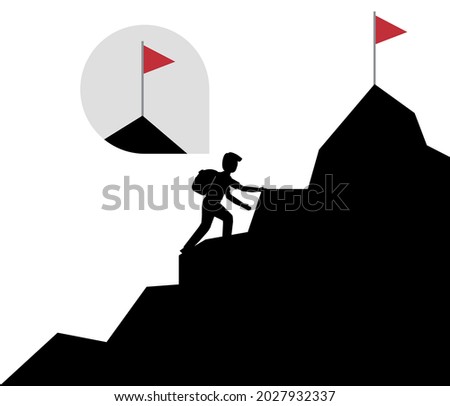 A person who wants to climb to the top. success, top point, summit concept. background business concept flat design vector illustration.