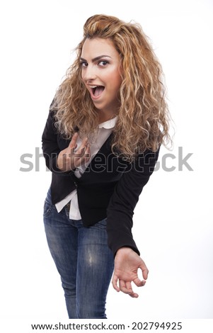 young woman with active expressions