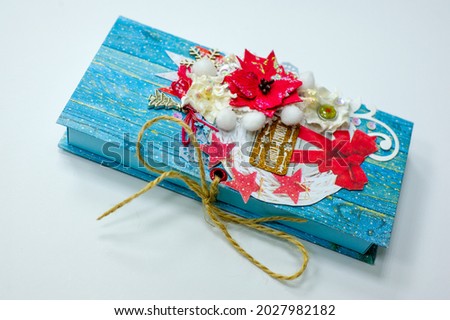 New Year card. container for congratulations on the New Year holidays. Gift boxes template isolated. Opened and closed boxes with decorations