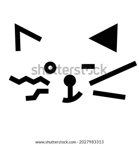 Cat Face Logo Design idea. Vector black and white illustrations of fun kitten face. Abstract, minimal icon of cat