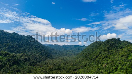 Tropical rainforest mountains in Aceh, Indonesia.