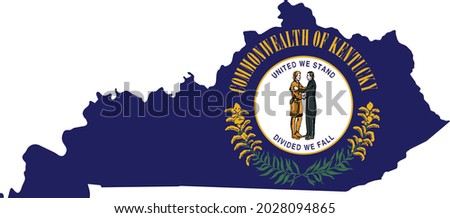 Simple flat flag map of the Federal State of Kentucky, USA Royalty-Free Stock Photo #2028094865