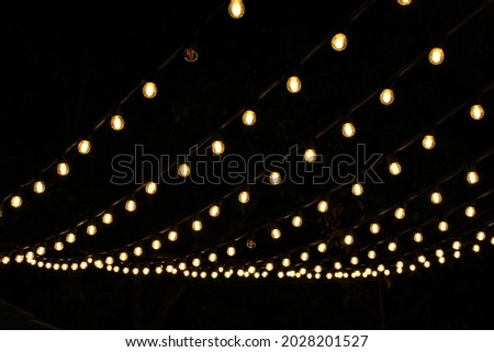 garland with yellow lights at night
