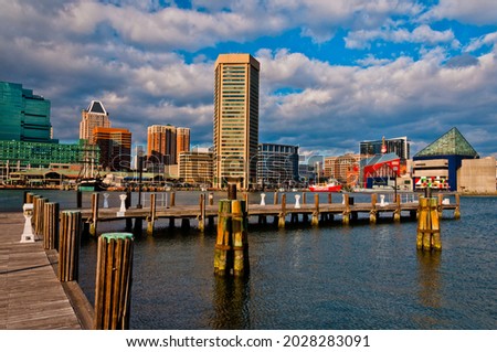Photo of Baltimores Inner Harbor Featuring the World Trade Center and the Aquarium