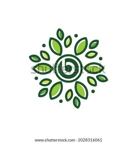 B letter leaf abstract flower logo design icon illustration
