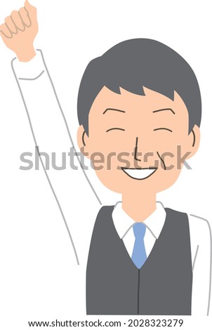 A businessman raising one hand
