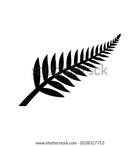 Fern glyph icon. Simple solid style. Leaf, logo, nz, kiwi, maori, silhouette, bird, sign, new zealand symbol concept design. Vector illustration isolated on white background. EPS 10 Royalty-Free Stock Photo #2028327713