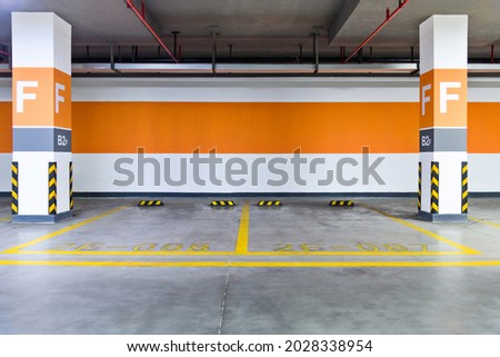 Empty parking garage in modern apartment.