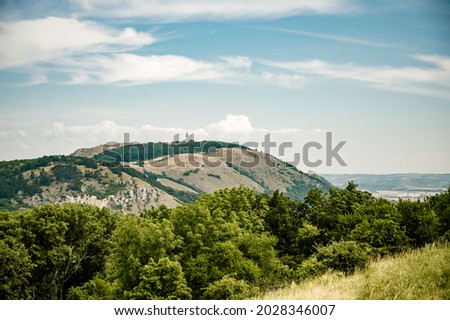 Vineyards, castle Devicky, Palava, Moravia region, Czech Republic. romantic ruin in Palava and Devin highest mountain of Pavlov Hills, Czech republic, hiking holiday