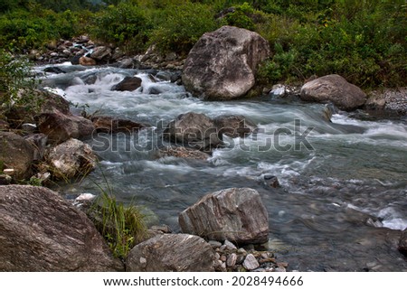 Waterscape - a study of water in the Relli river at Kalimpong. The river is a fast flowing mountain stream