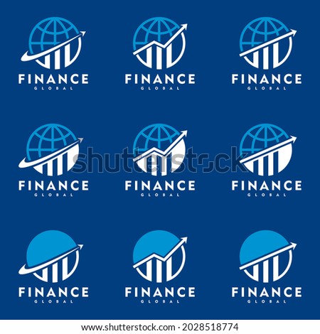 Accounting and Financial logo Globe concept set vector icon illustration design